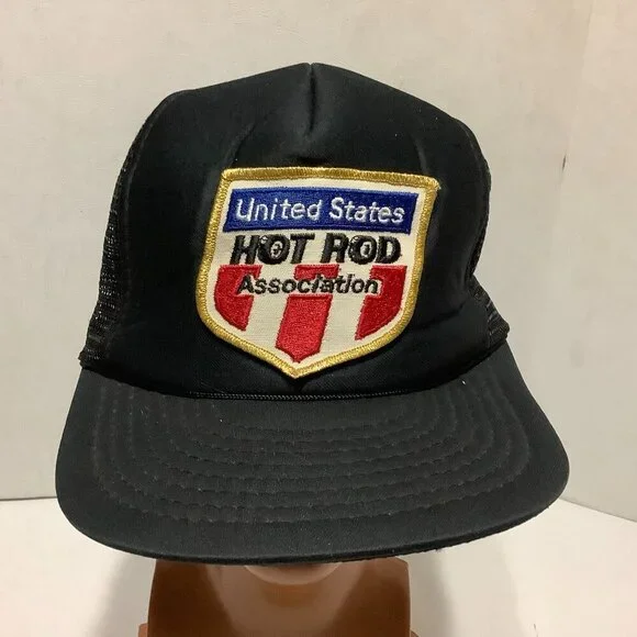 Vintage United States Hot Rod Association Snap Back Trucker Hat Black - Picture 1 of 8